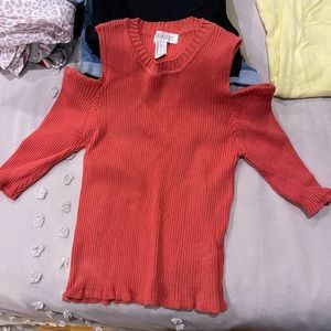 burnt orange cold shoulder top